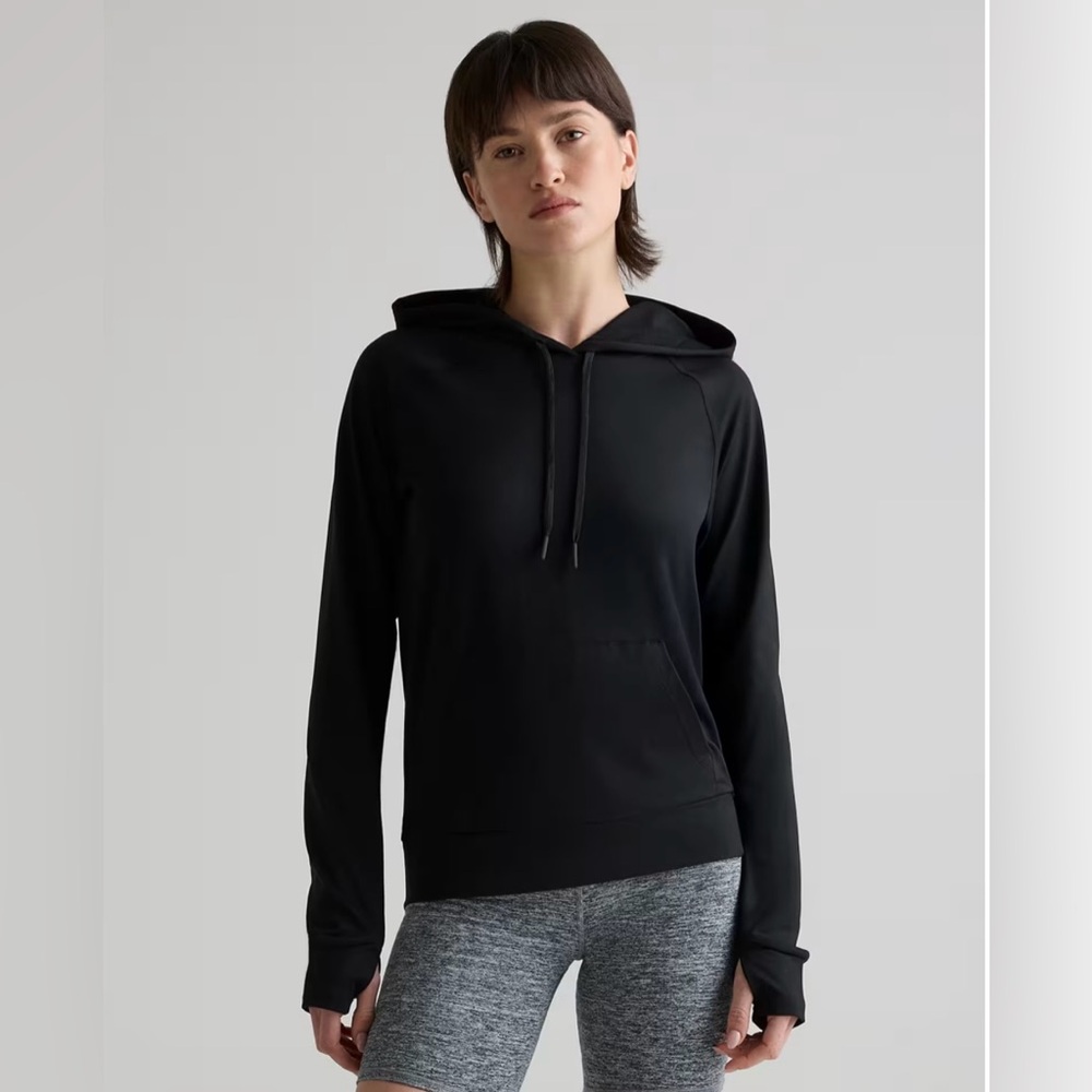 Quince Flowknit Black Pullover Hoodie Sweatshirt